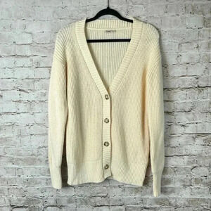 Faherty Women's XS Cuddle Cardigan Sweater Button Front Cream Cotton Nylon